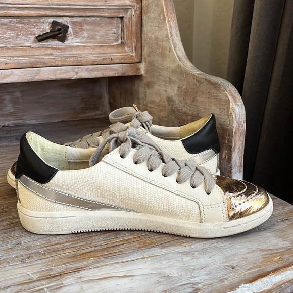 🤍 Dolce Vita Nino Sneakers white/black/rose gold copper size 6 leather - Picture 4 of 9